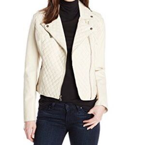 ZARA Outerwear Division TRAFULAC Sz M Quilted Assymetrical Faux Leather Jacket